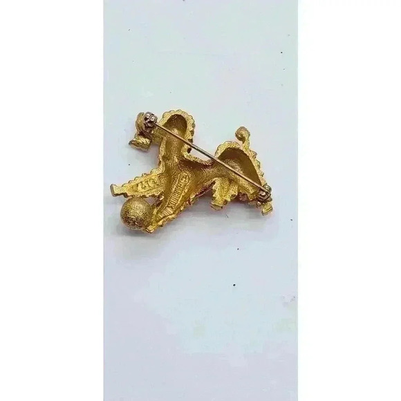 Vintage 1940 1950 Marboux Boucher Poodle Brooch Gold plate Faux Pearl Ball DOG - Picture 6 of 8